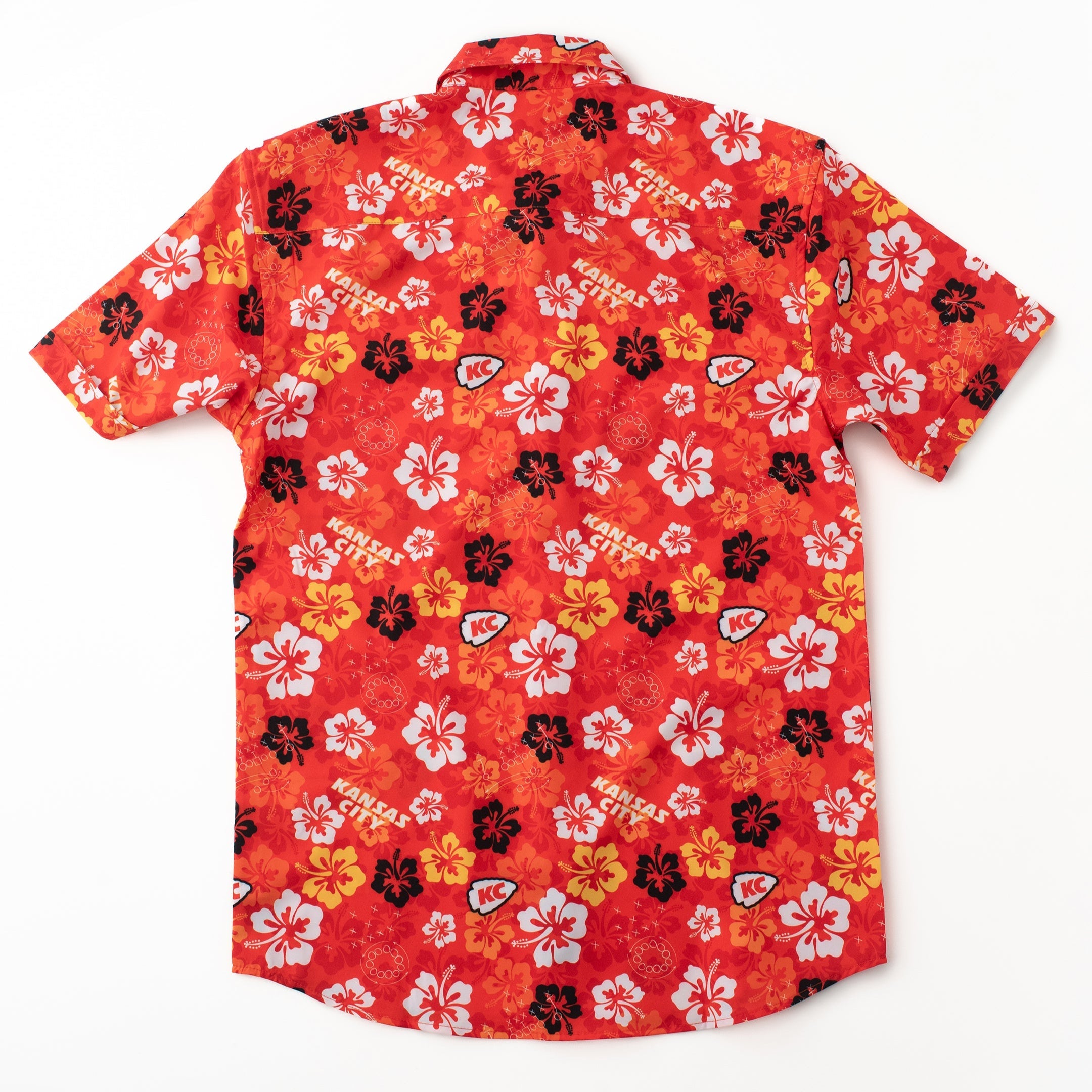 Red floral patterned shirt on a white background