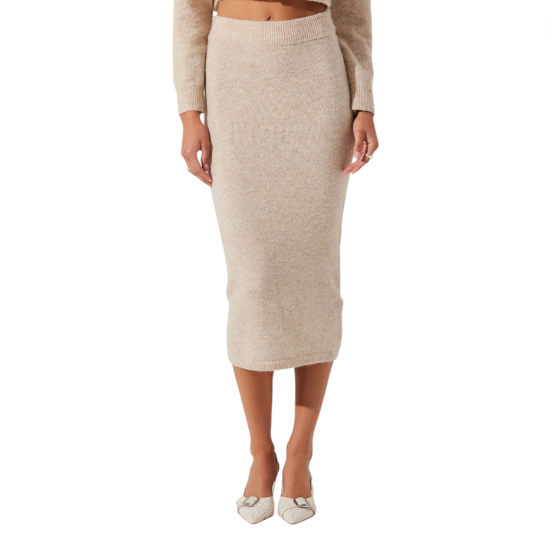 ASTR - Karsyn Knit Midi Skirt - Oatmeal