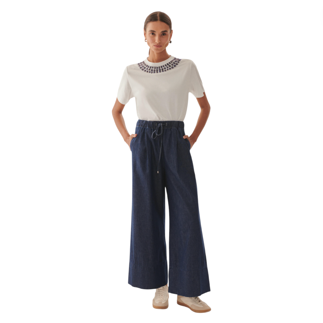 Exquise - Esmeralda Palazzo Pants - Indigo Denim