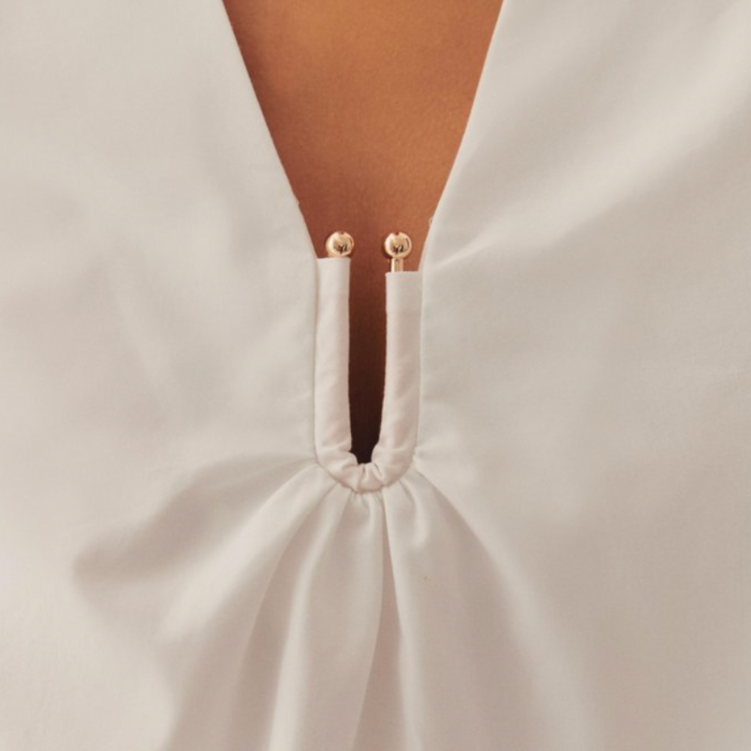 Exquise - Maggie Puff Sleeve Poplin Blouse - White