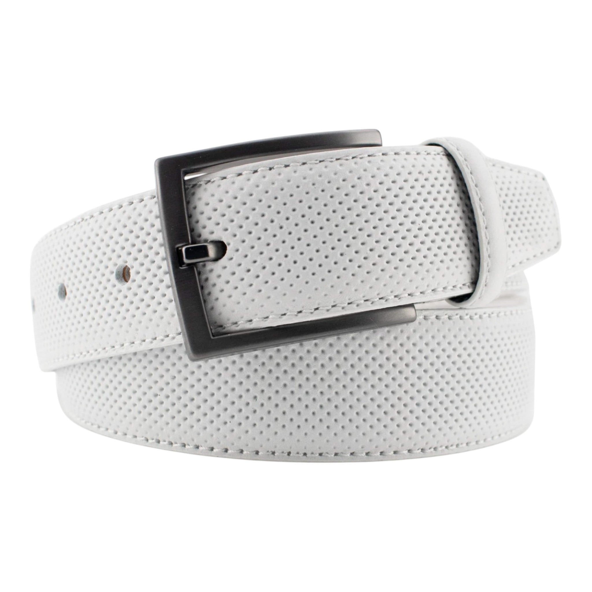 DIBI - Leather Perforated Belt - White