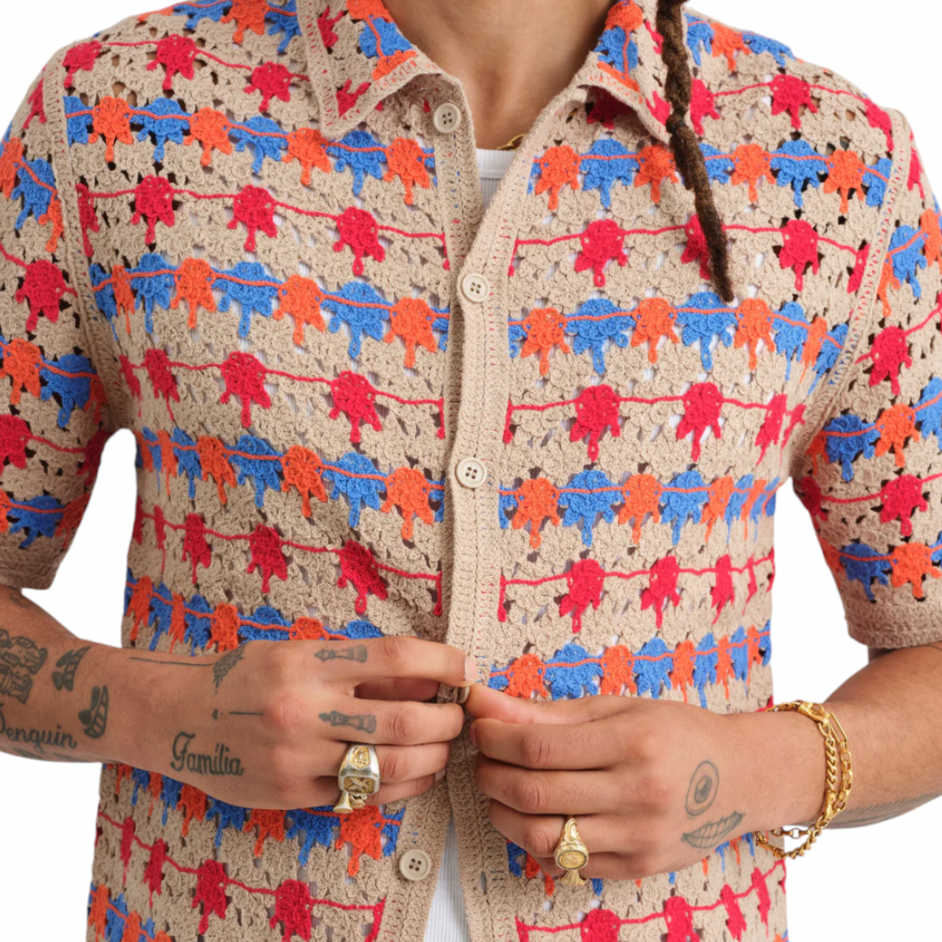 Wax London - Porto Splash Crochet Shirt - Multi