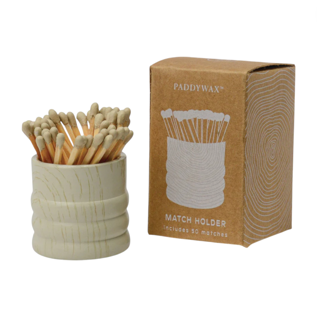 Paddywax - Ceramic Wood Match Holder - White Washed