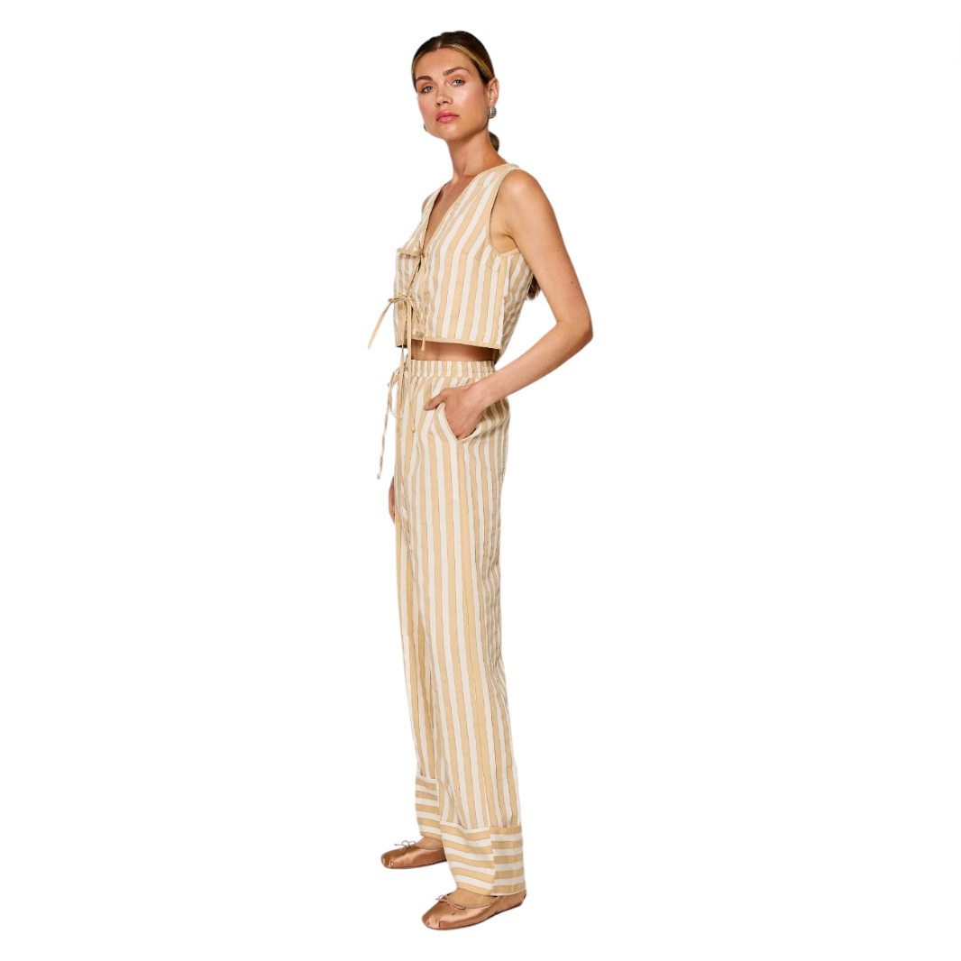 Line & Dot - Kamari Pants - Ecru / Taupe Stripe