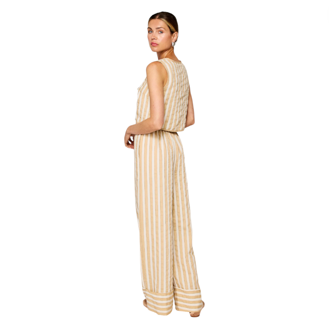 Line & Dot - Kamari Pants - Ecru / Taupe Stripe