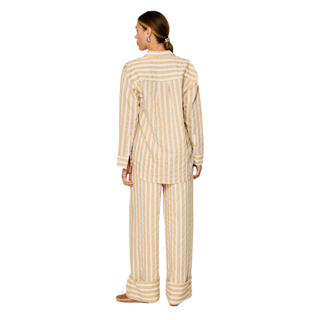 Line & Dot - Kamari Shirt - Ecru / Taupe Stripe