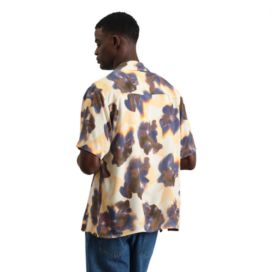 Wax London - Didcot Blue Floral Shirt - Peach / Blue