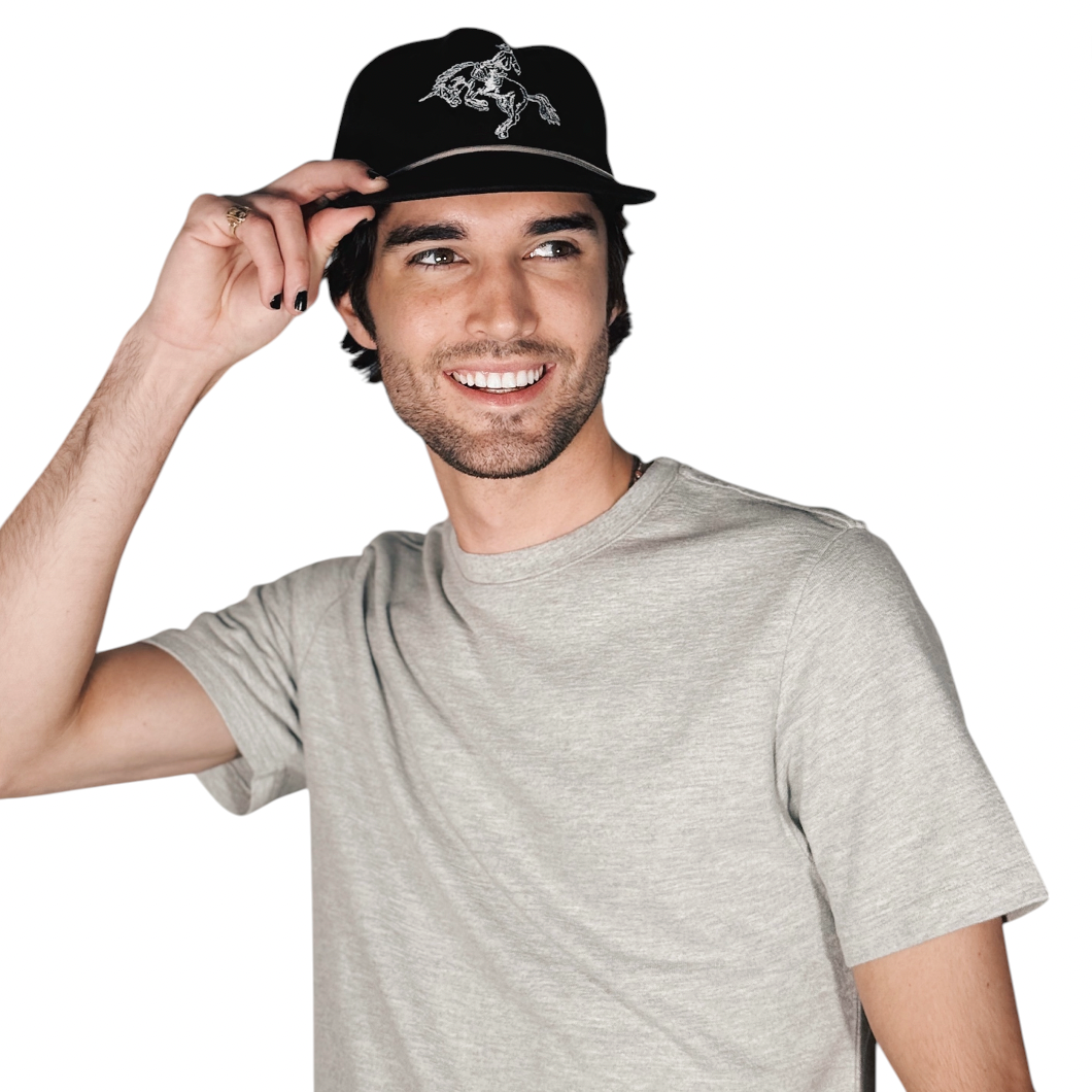 Sandlot for ULAH - Unicorn Cowboy Duck Canvas Snapback 5 Panel Hat - Black