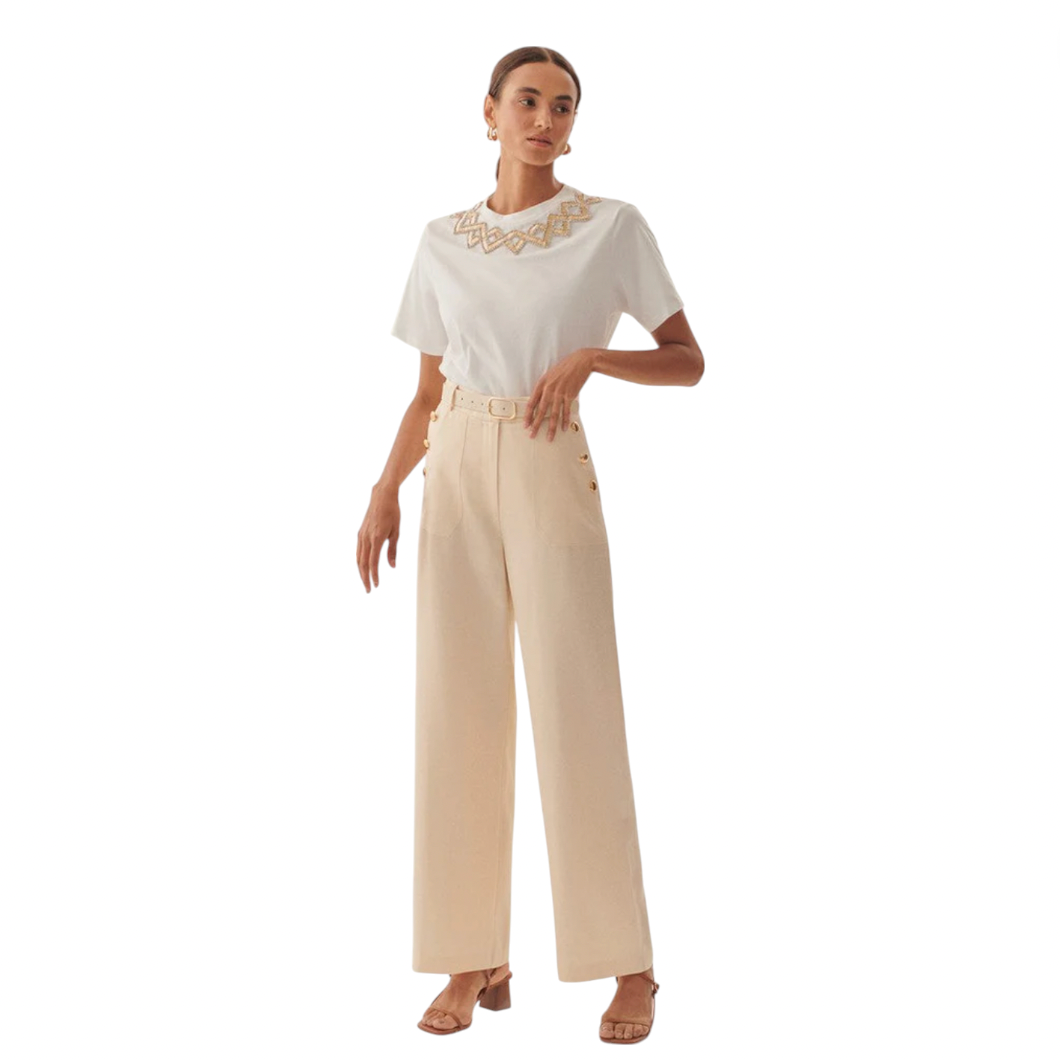 Exquise - Ember Wide Leg Pants - Beige