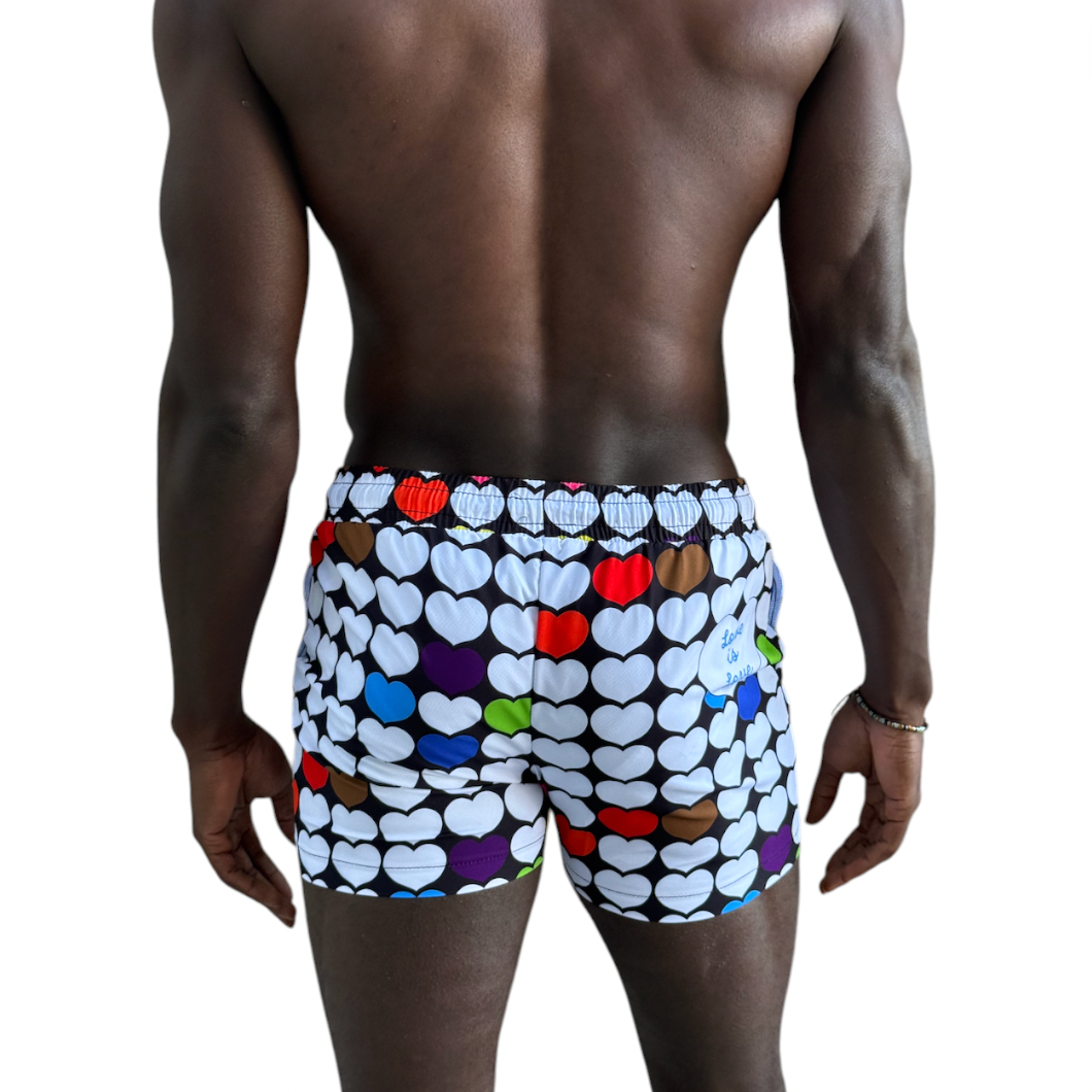 No Rudos - Lined Swim Trunks - Love Is Love