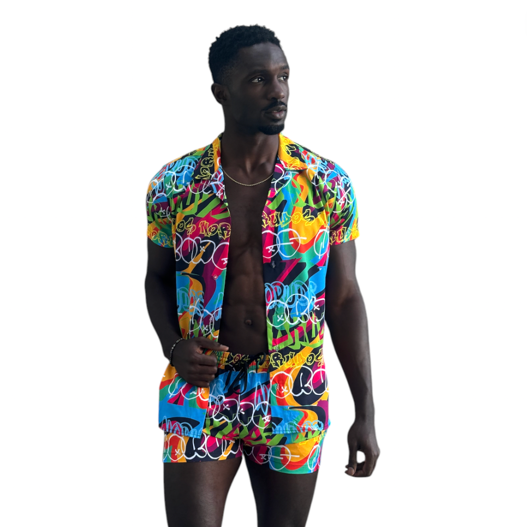 No Rudos - Lined Swim Trunks - Graffiti Glamour