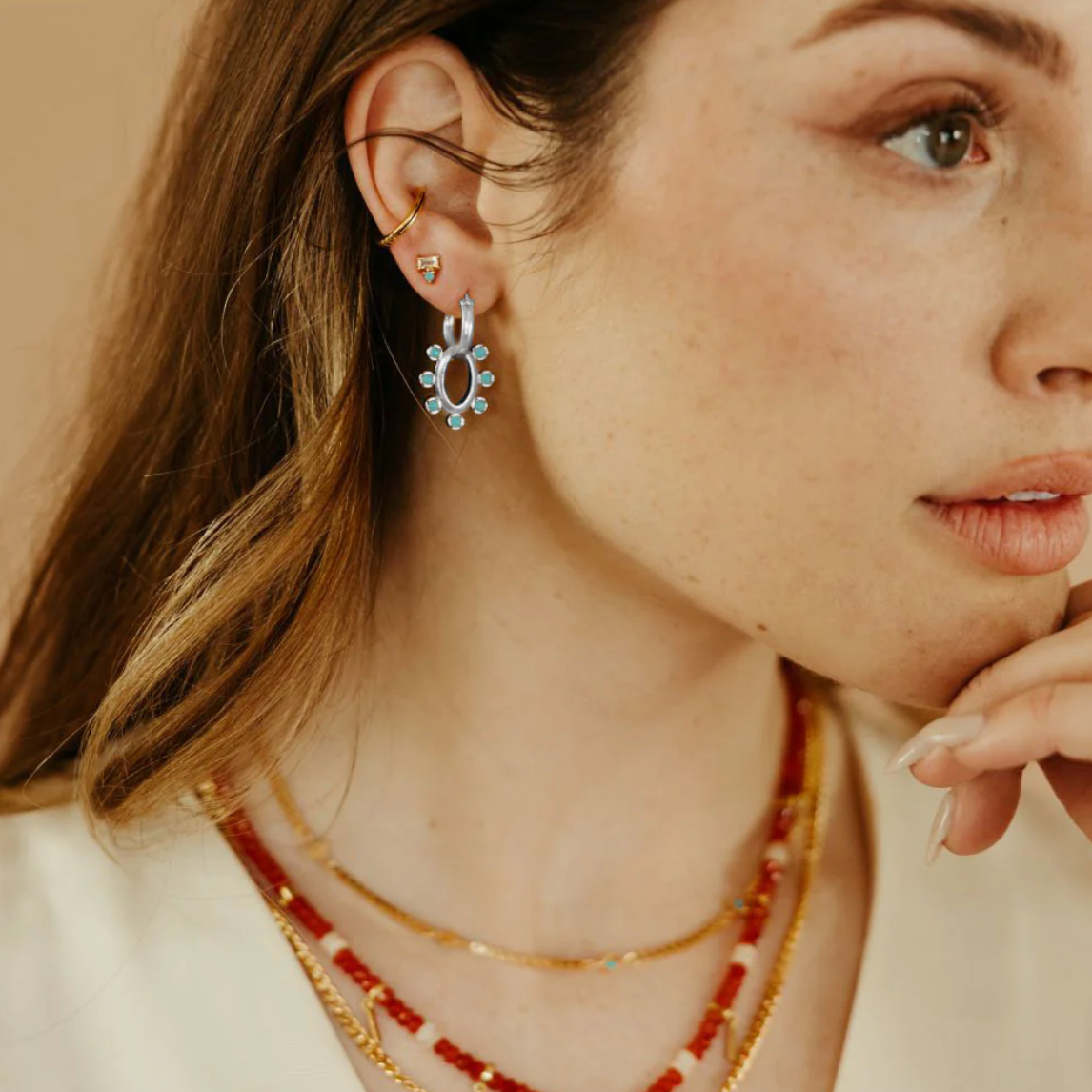 Sierra Winter - Dolly Hoop Earrings - Turquose