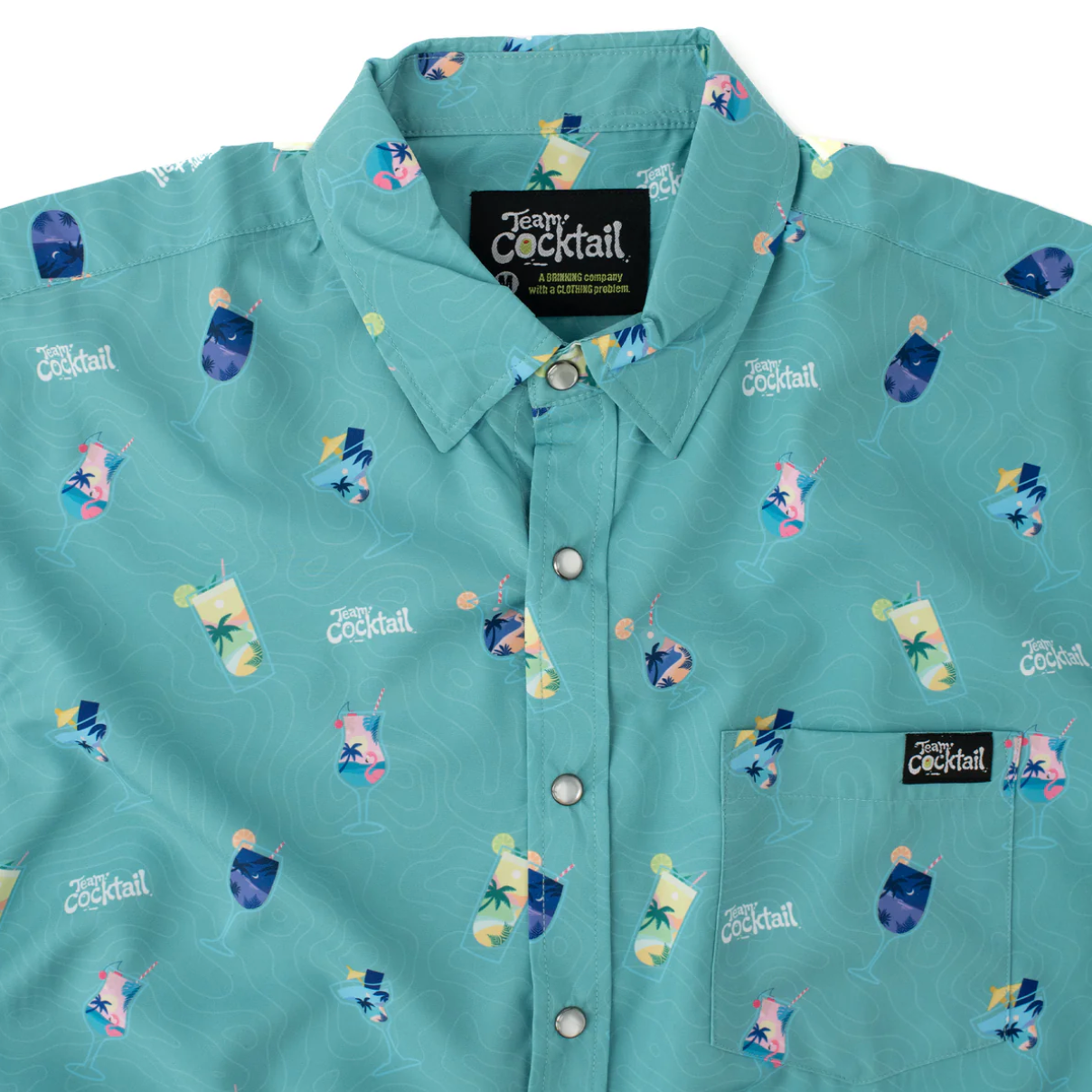 Team Cocktail - Vacation Cocktails Unisex Button Up - Teal
