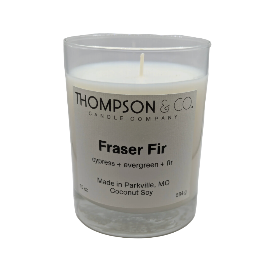 Thompson & Co. Fraser Fir candle on a white background