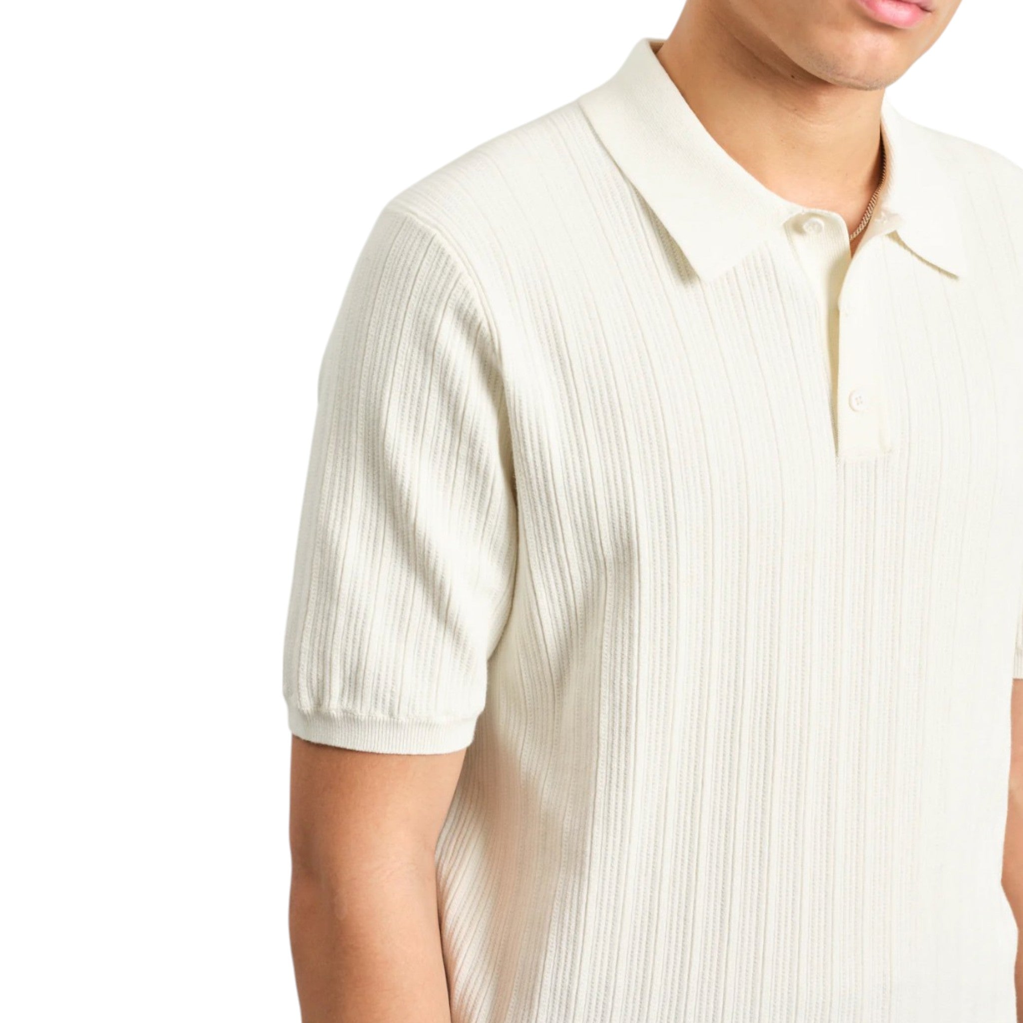 Wax London - Naples Vertical Knit Polo - Ecru