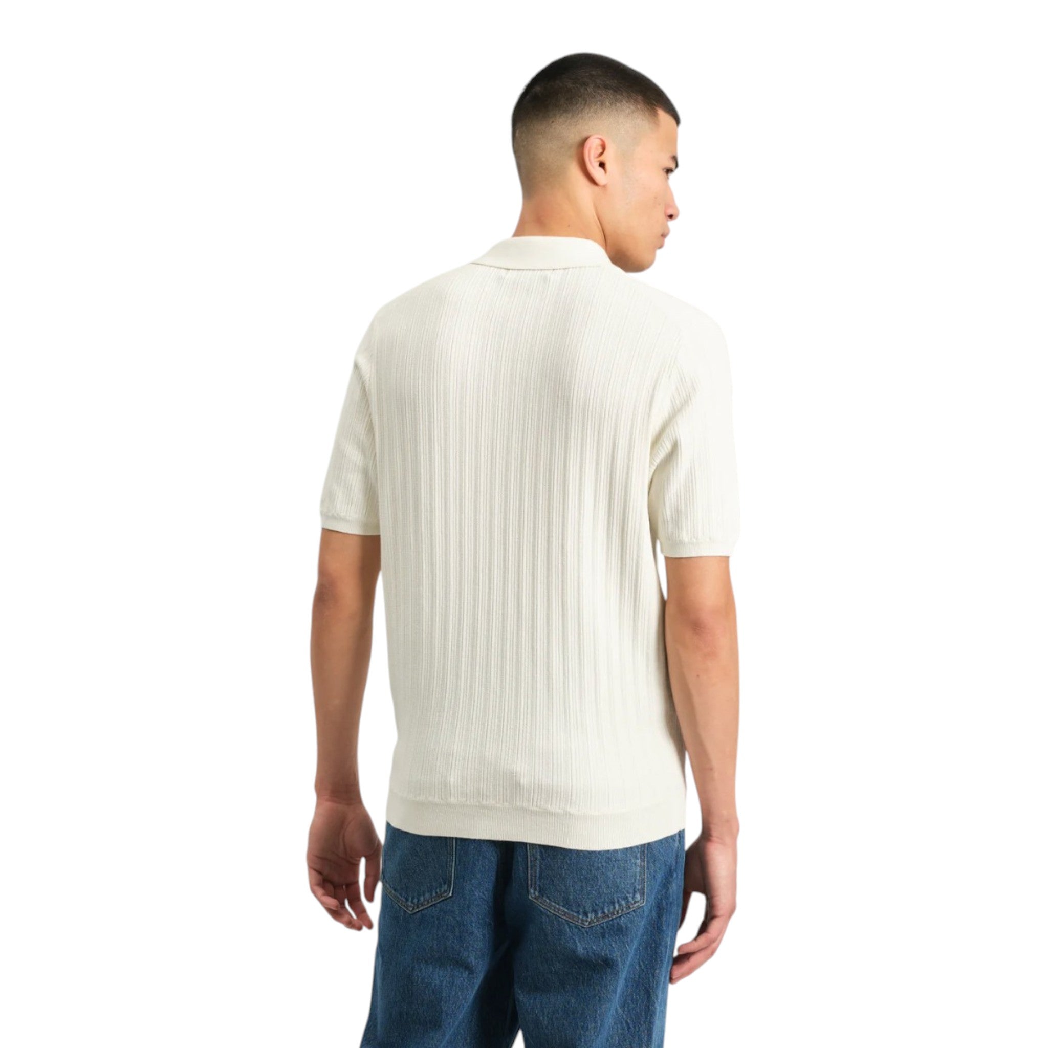 Wax London - Naples Vertical Knit Polo - Ecru