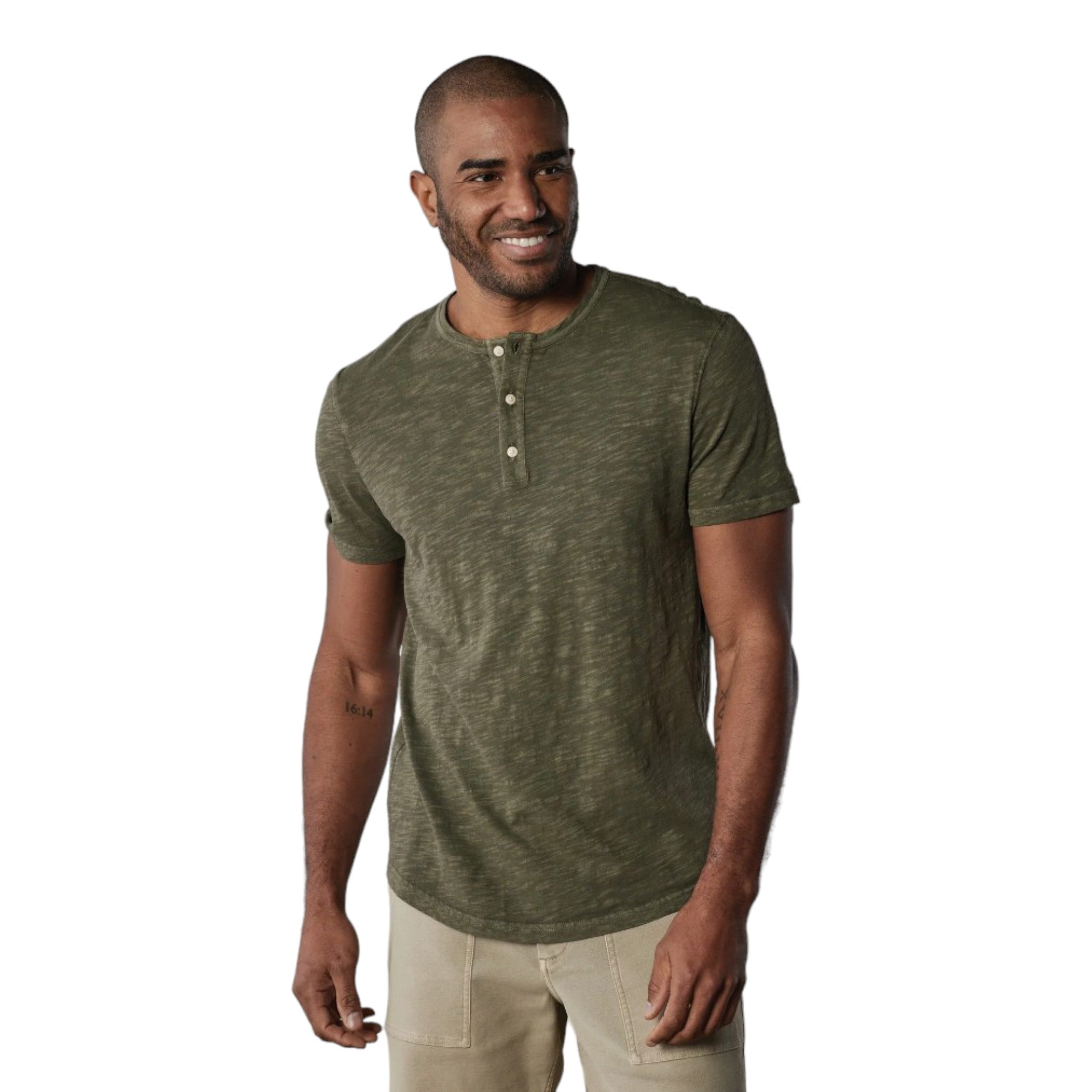 Olive green henley sales