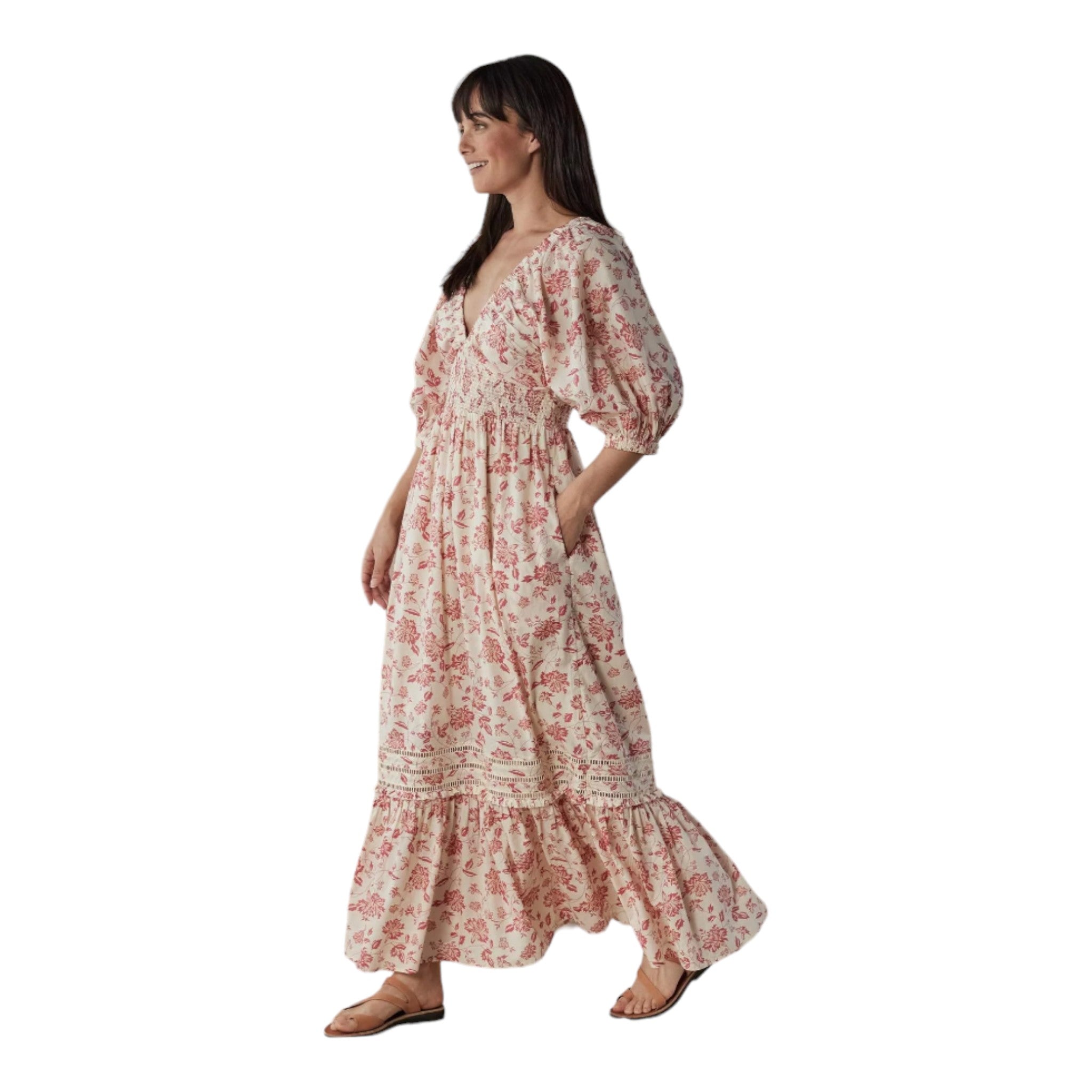 The Normal Brand - Isla Maxi Dress - Antique Floral Mineral Red