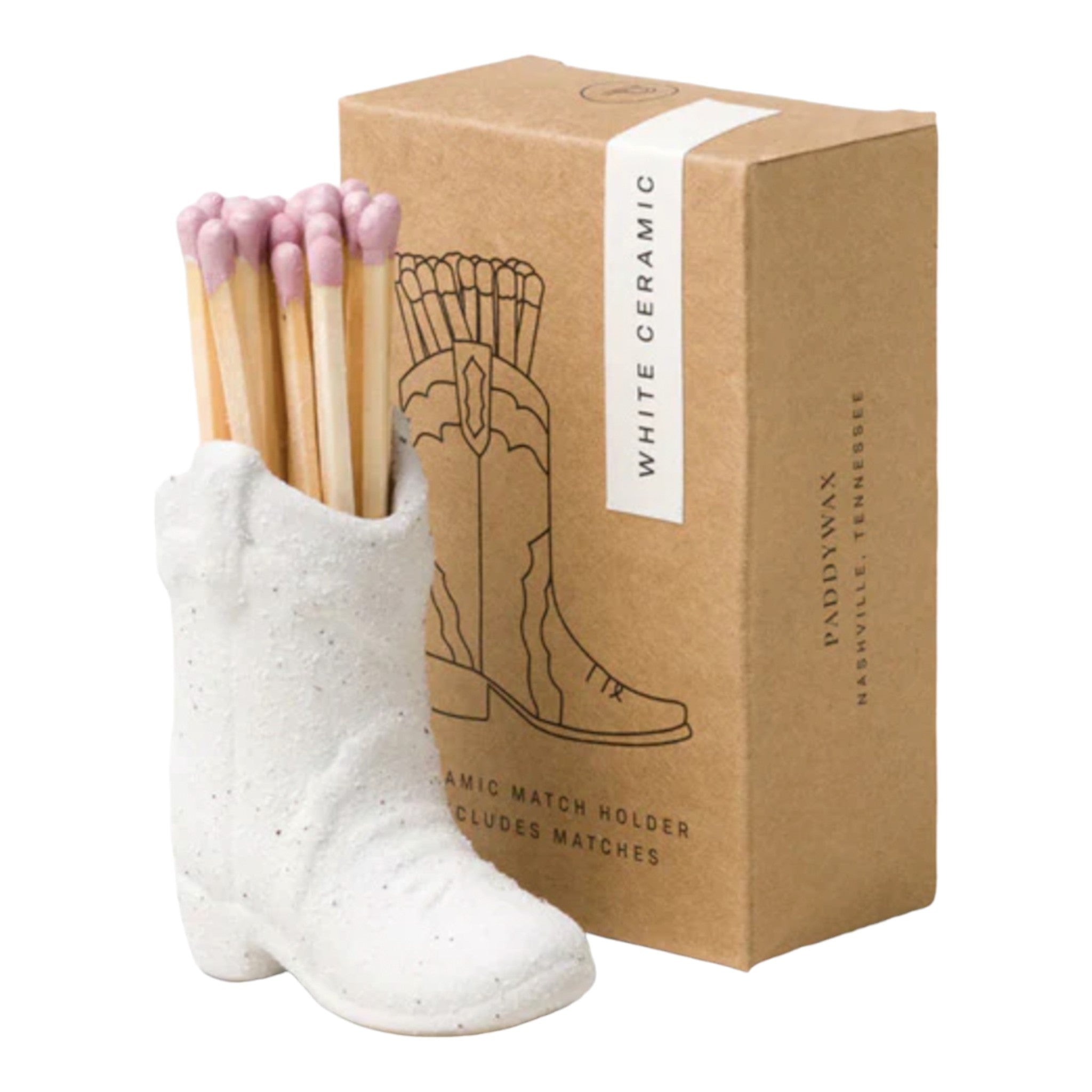Paddywax - Cowboy Boot Match Holder - White