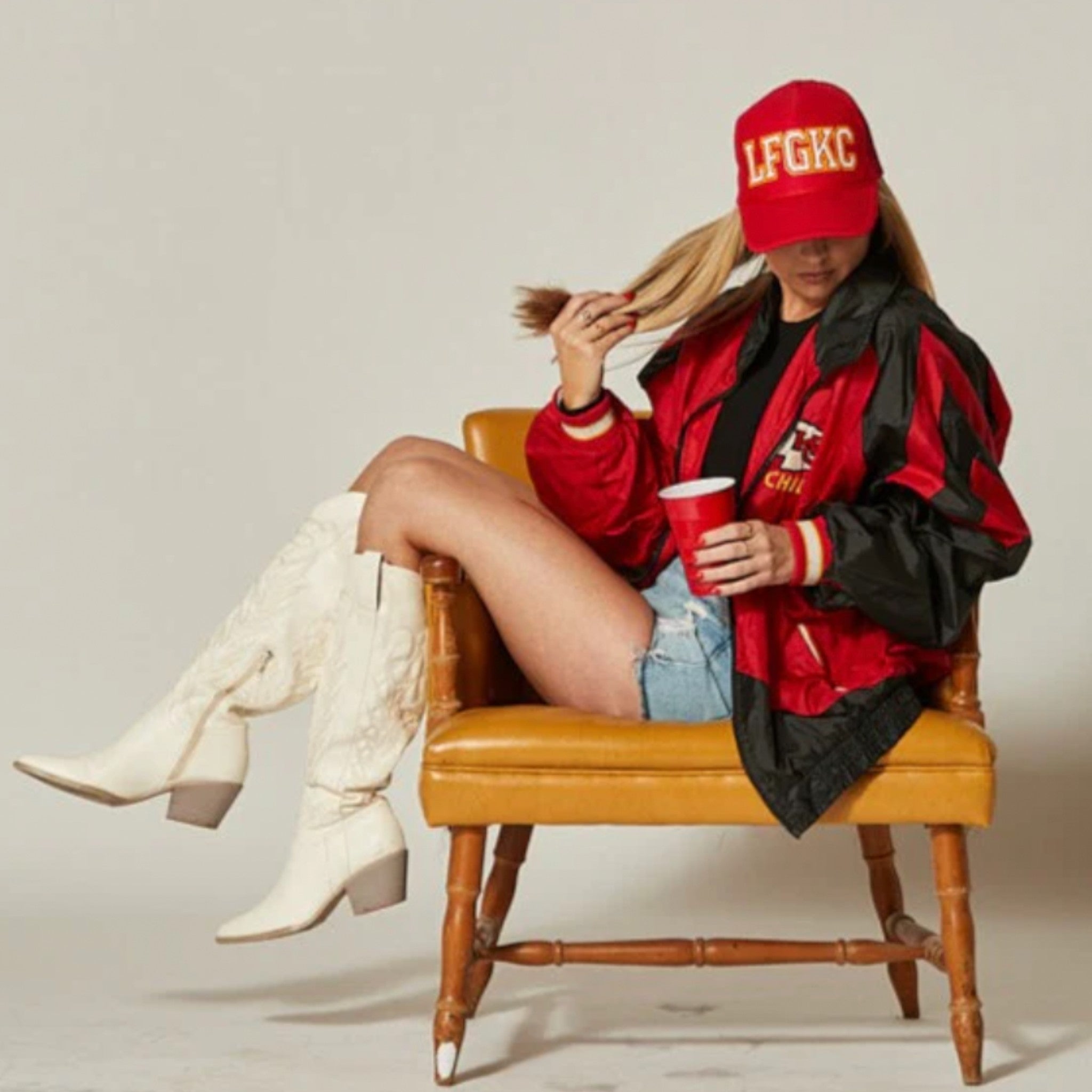 Rowdy Goods - LFGKC Trucker Hat - Red / White/ Gold