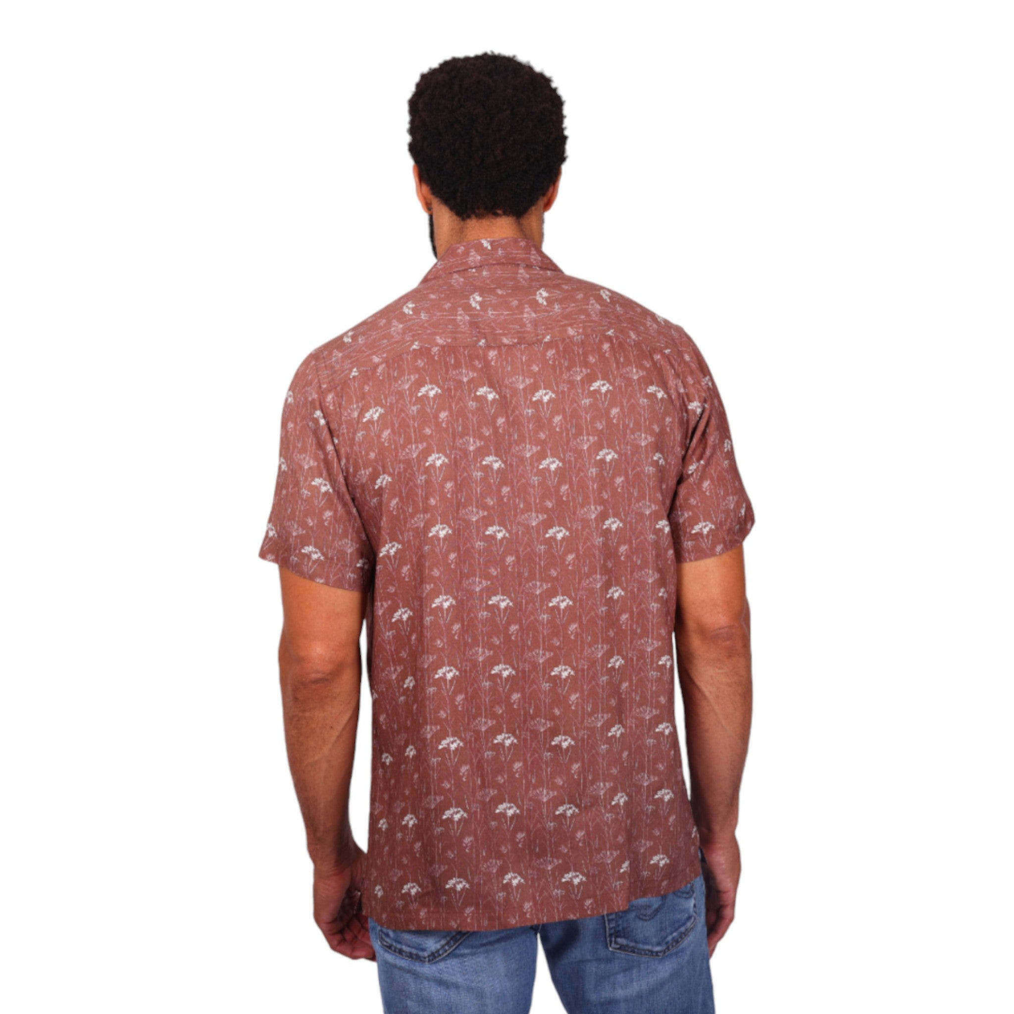Stitch Note - Camp Collar Short Sleeve Button Up - Maroon