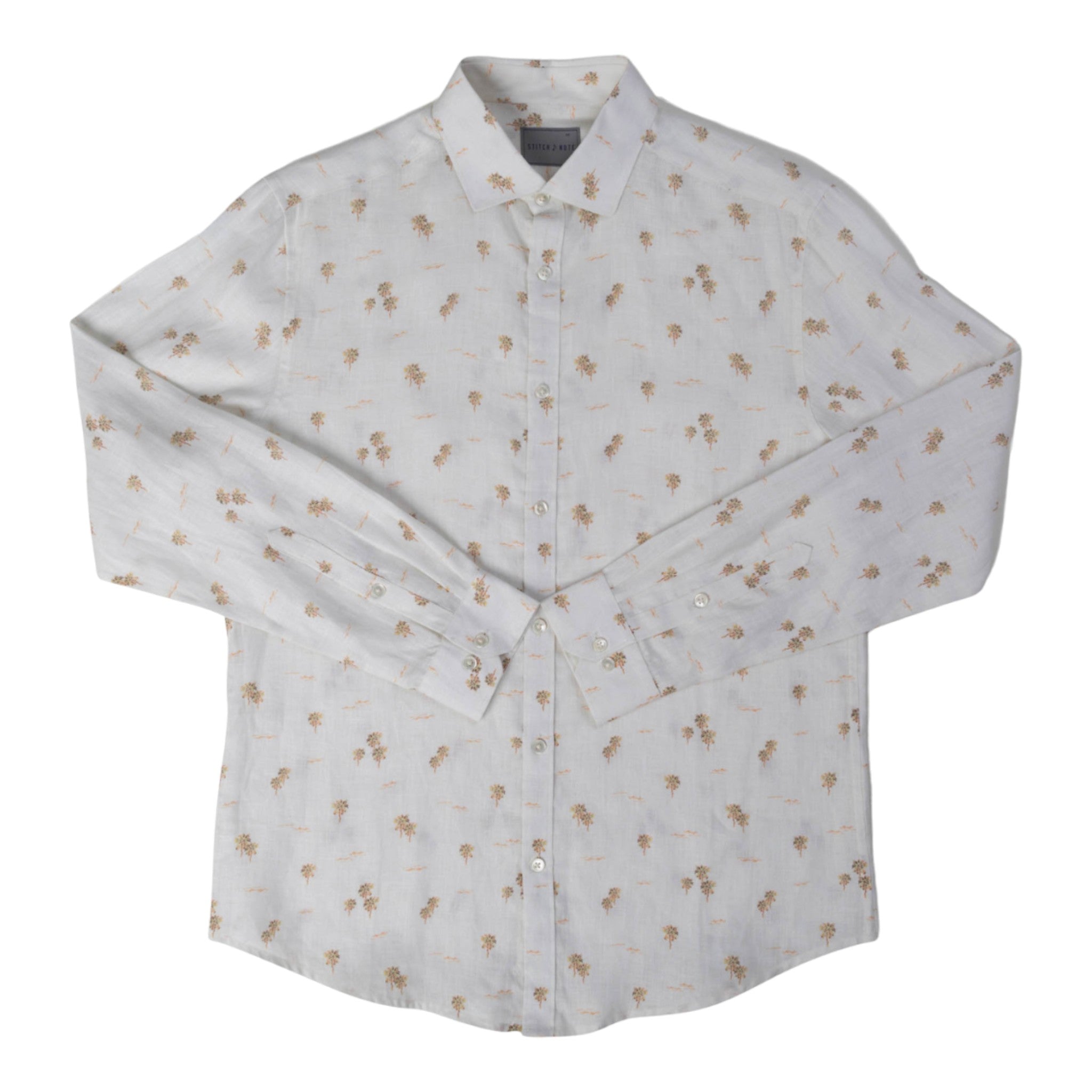Stitch Note - Classic Collar Long Sleeve Button Up - Palm Tree