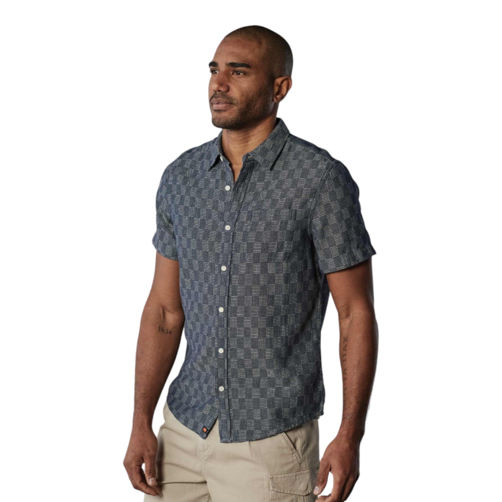 The Normal Brand - Freshwater Short Sleeve Button Up Shirt - Summer Navy Check