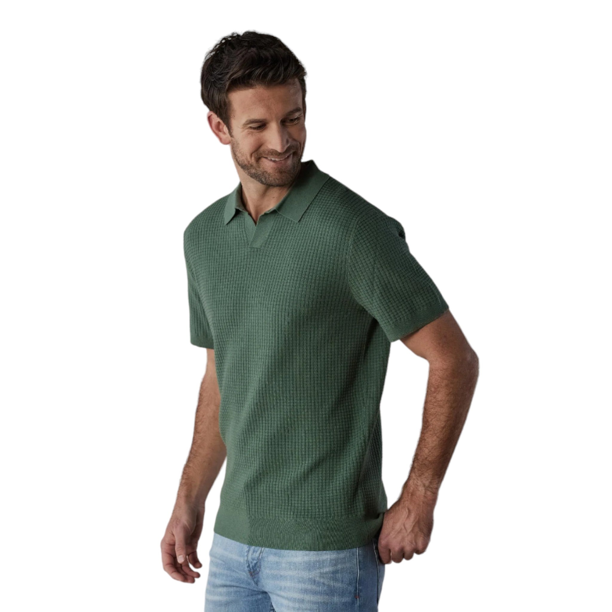 The Normal Brand - Waffle Stitch Polo - Pine