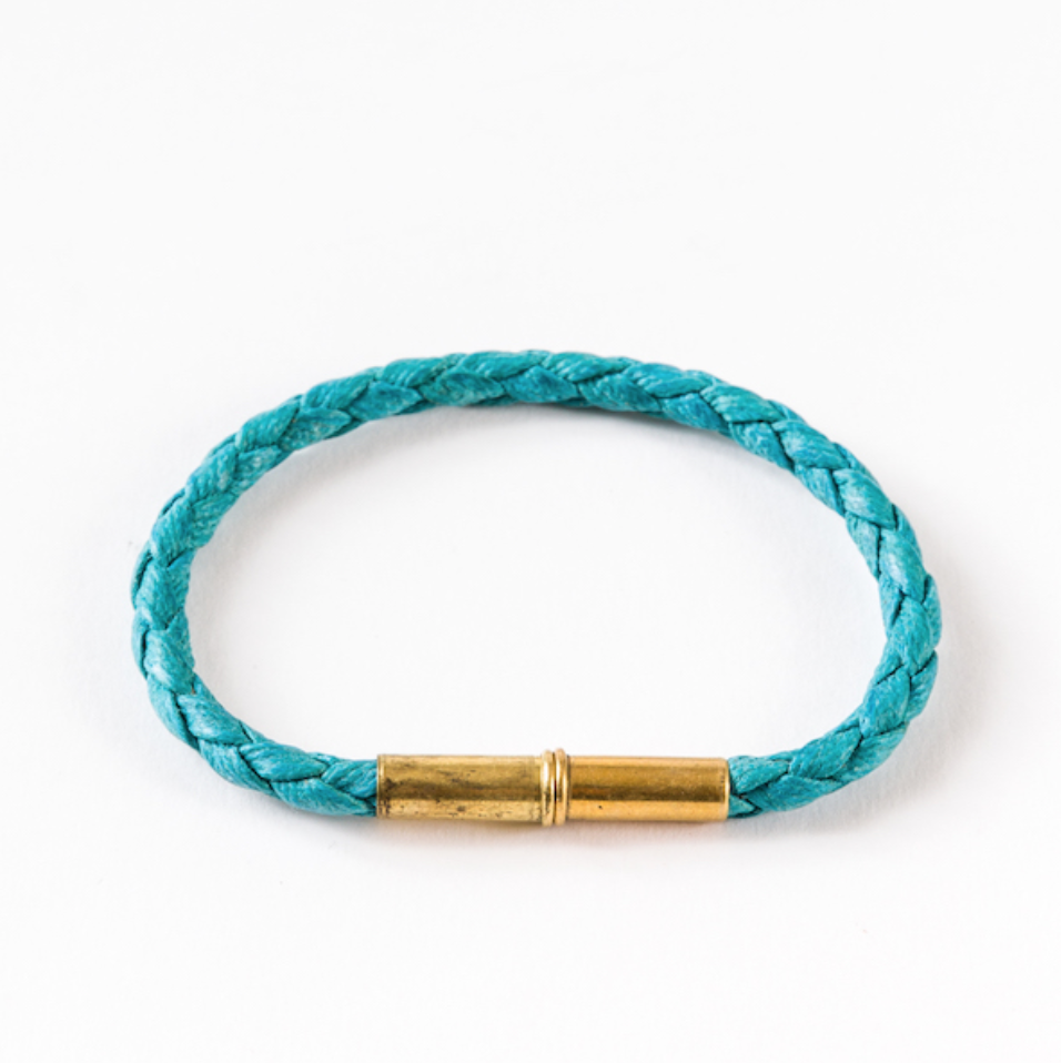 Tres Cuervos Flint Single Bracelet - Waxed Canvas Turguoise