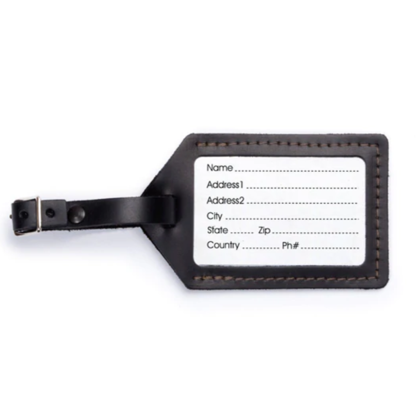 Rustico - Leather Machine Sewn Luggage Tag - Black