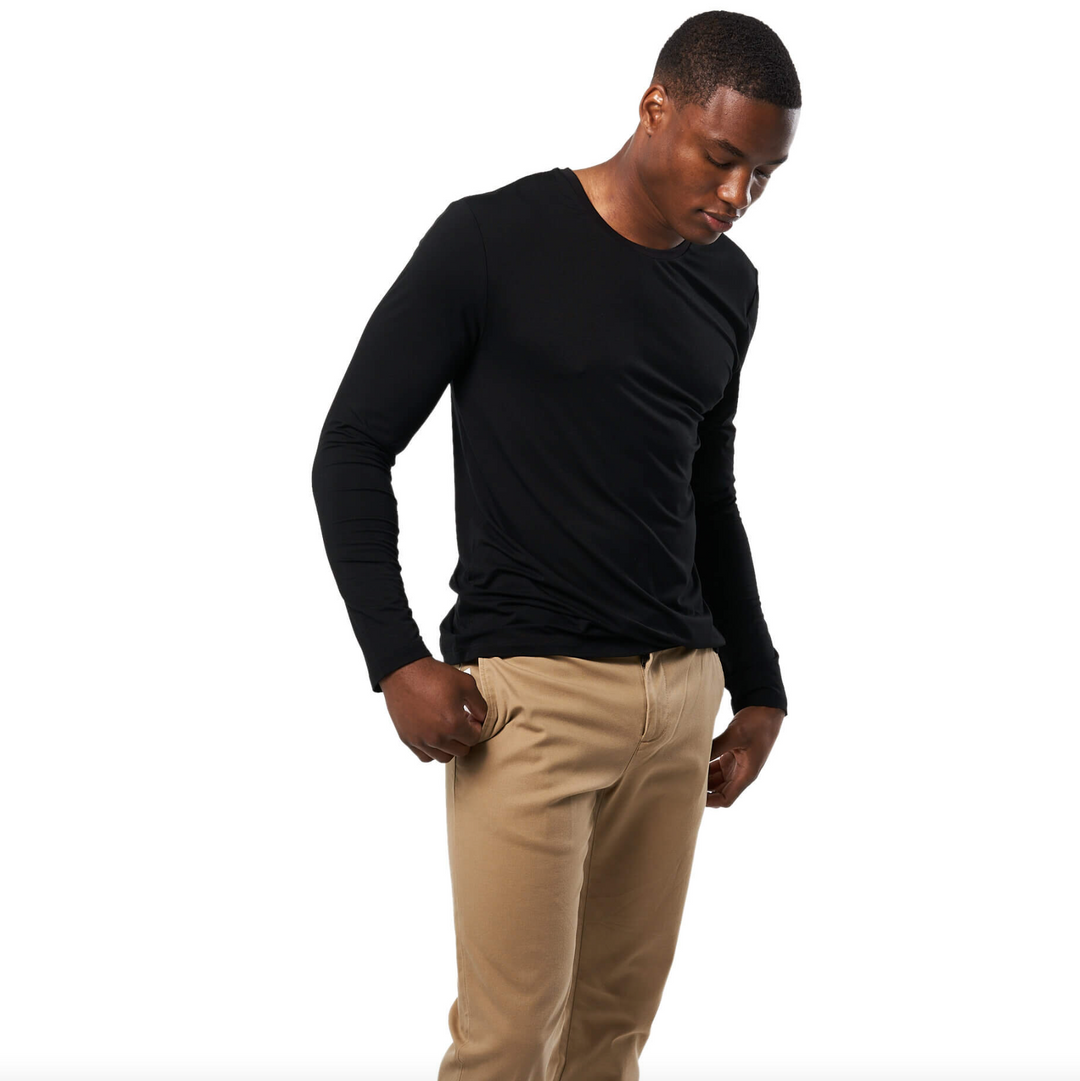 Mr. Davis - Long Sleeve Crewneck Tee - Black