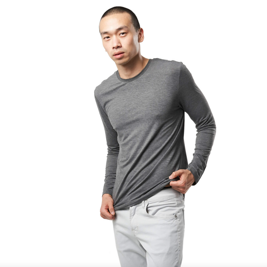Mr. Davis - Long Sleeve Crewneck Tee - Grey