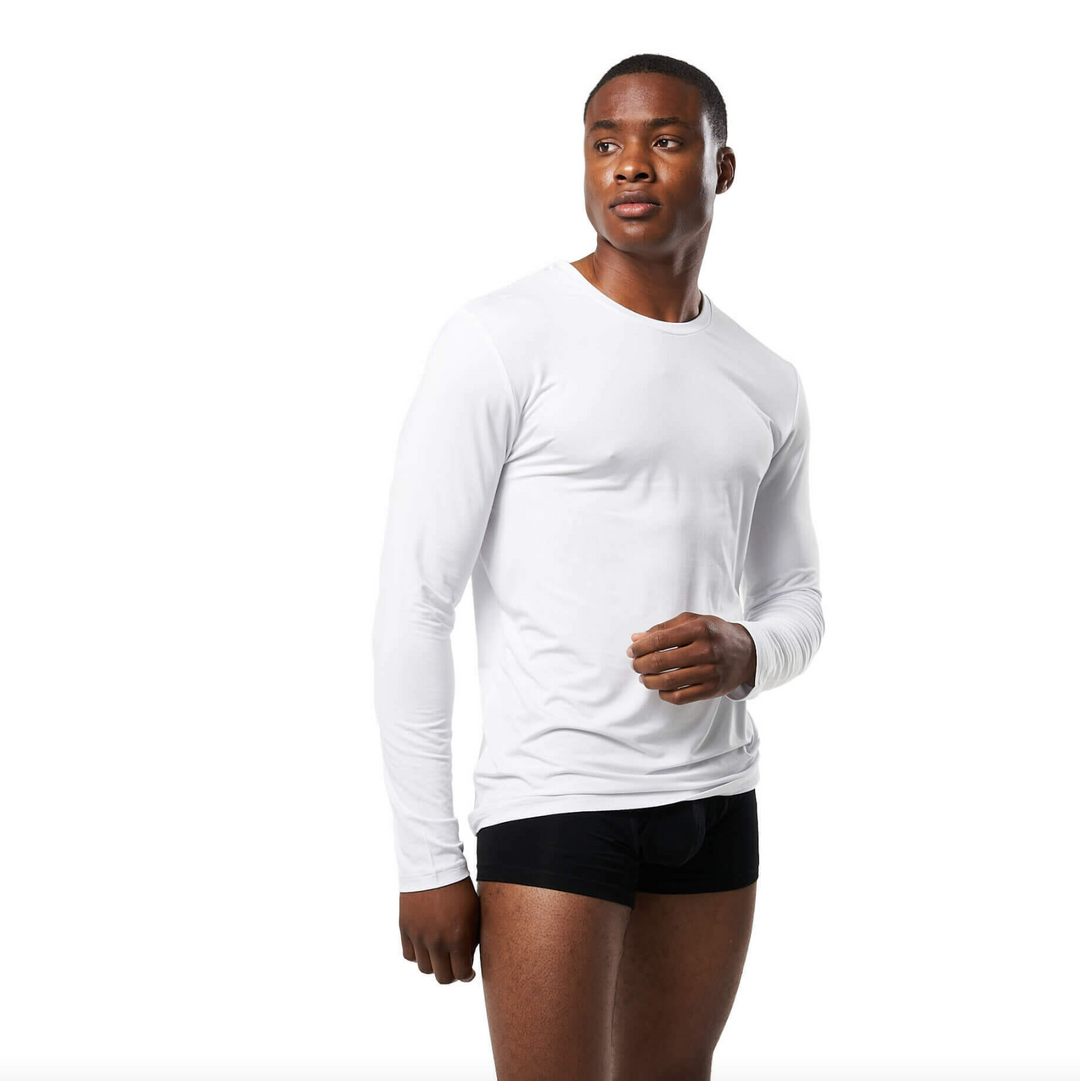 Mr. Davis - Long Sleeve Crewneck Tee - White