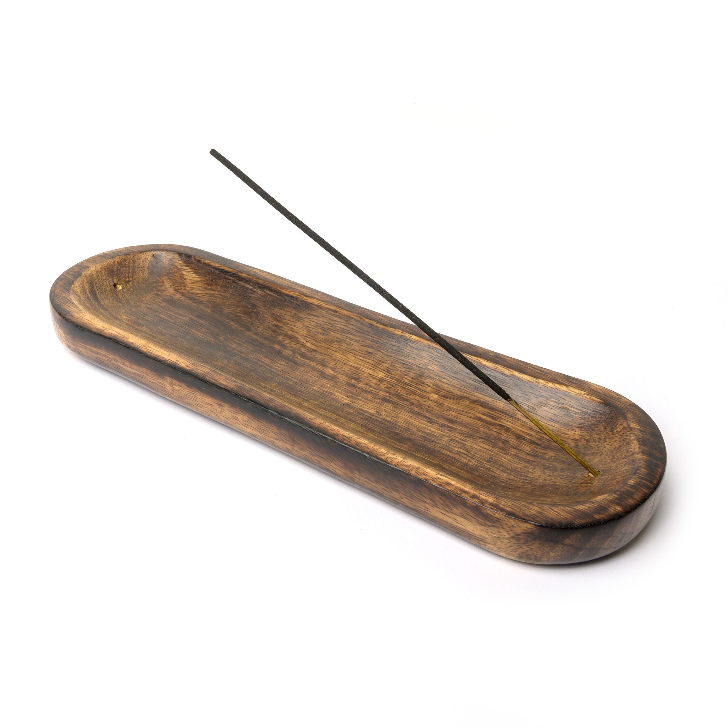 Wood Boat Incense Stick Burner 12"x4"