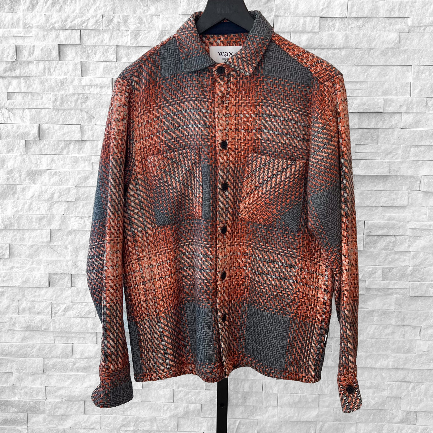 Wax London - Whiting Overshirt - Ombre Giant Windowpane Orange / Grey
