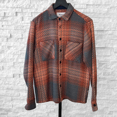 Wax London - Whiting Overshirt - Ombre Giant Windowpane Orange / Grey