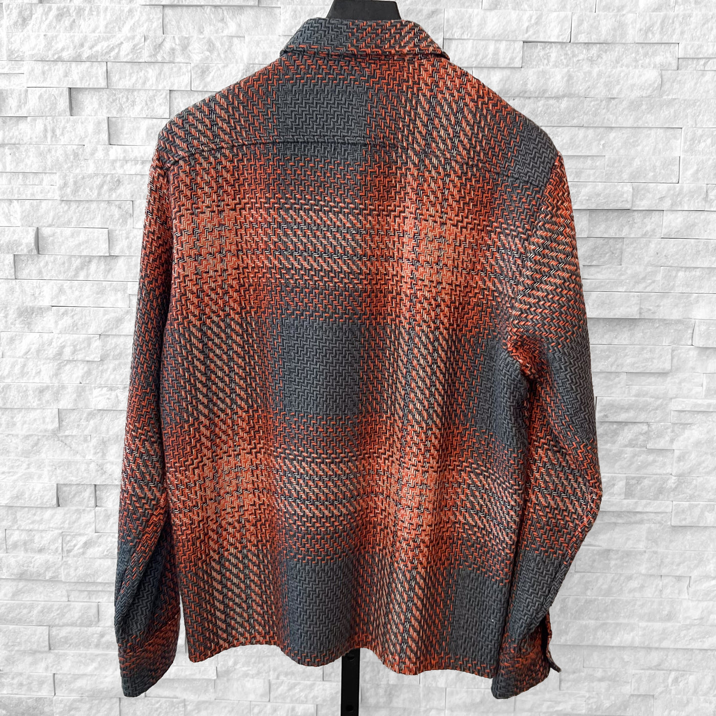 Wax London - Whiting Overshirt - Ombre Giant Windowpane Orange / Grey