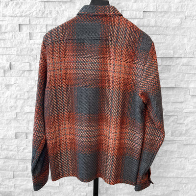 Wax London - Whiting Overshirt - Ombre Giant Windowpane Orange / Grey