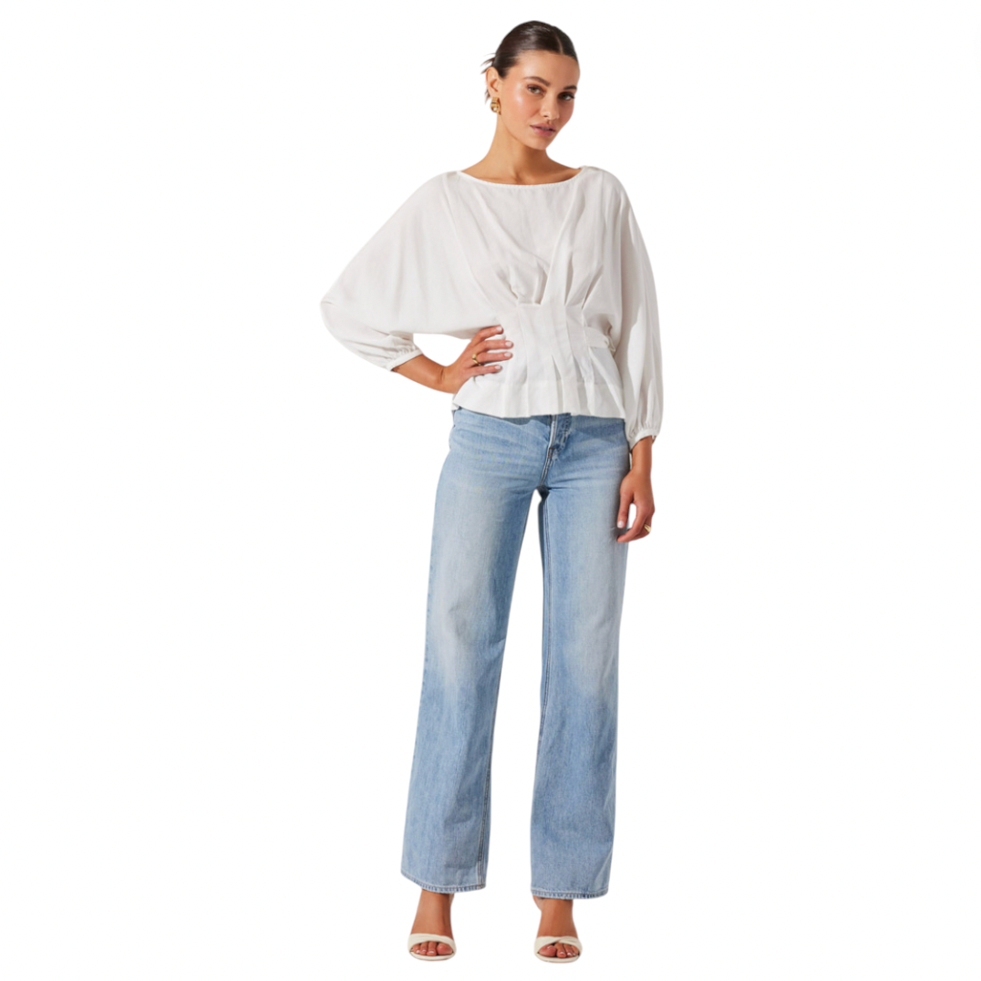 ASTR - Ciara Flowy Tie Waist Top - Off White