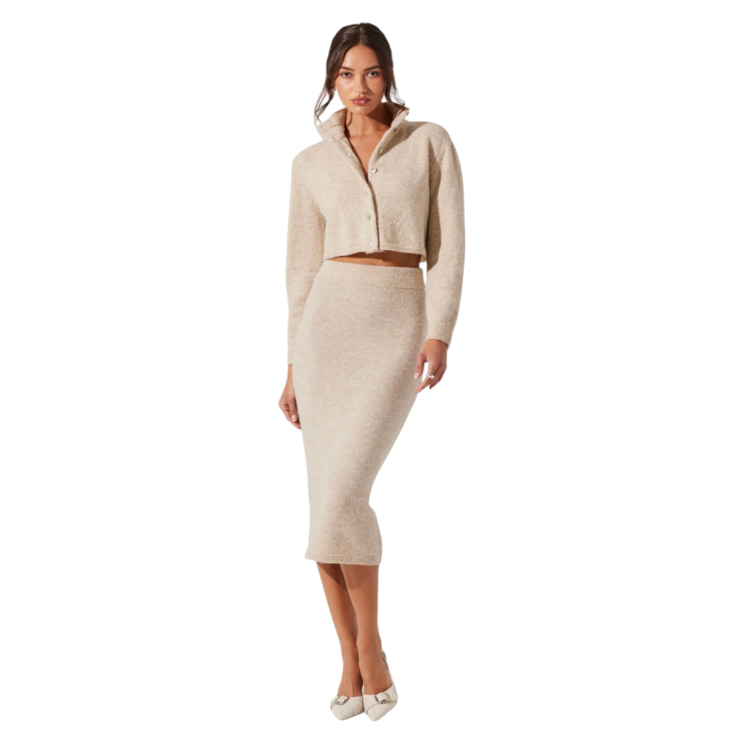 ASTR - Karsyn Cropped Cardigan - Oatmeal