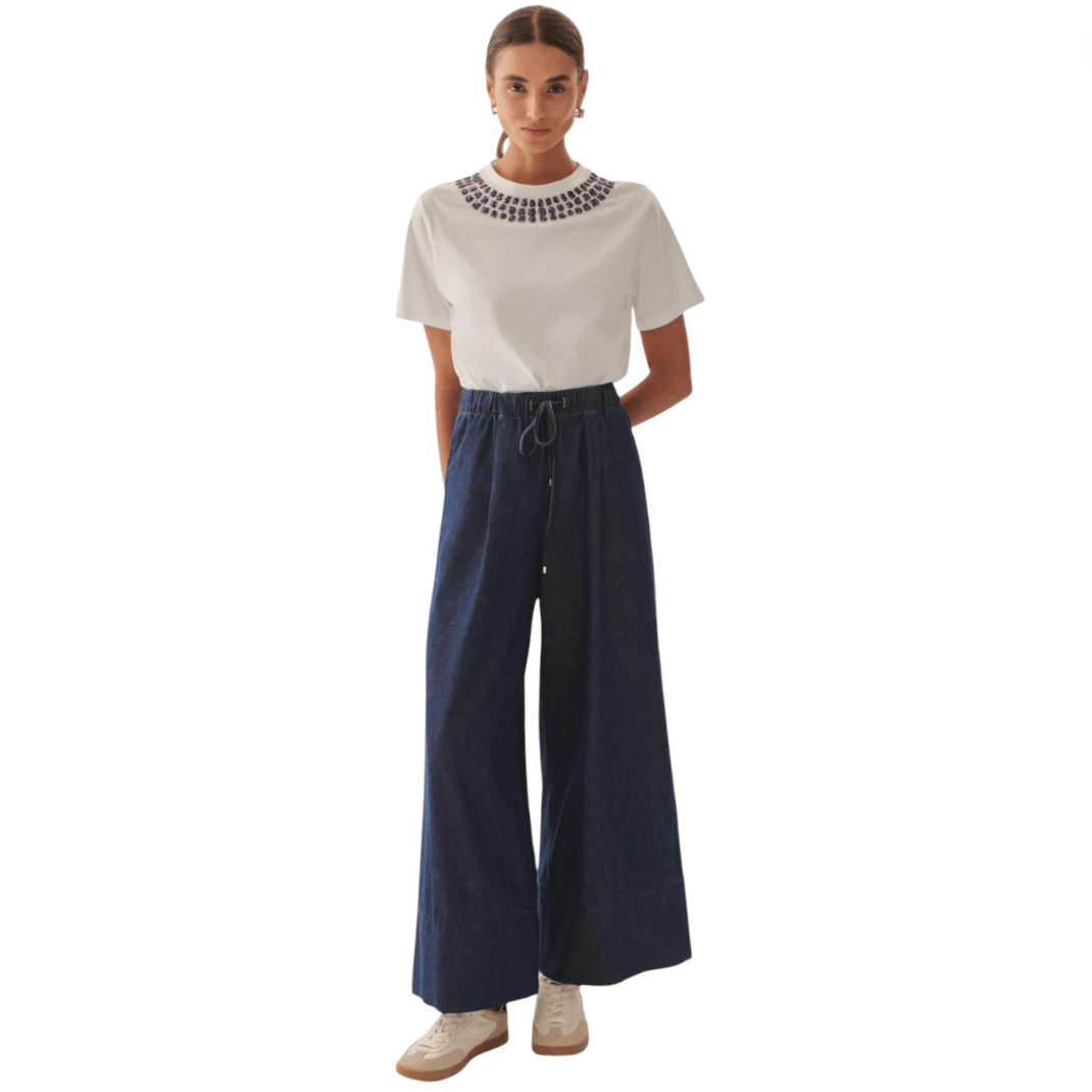 Exquise - Esmeralda Palazzo Pants - Indigo Denim