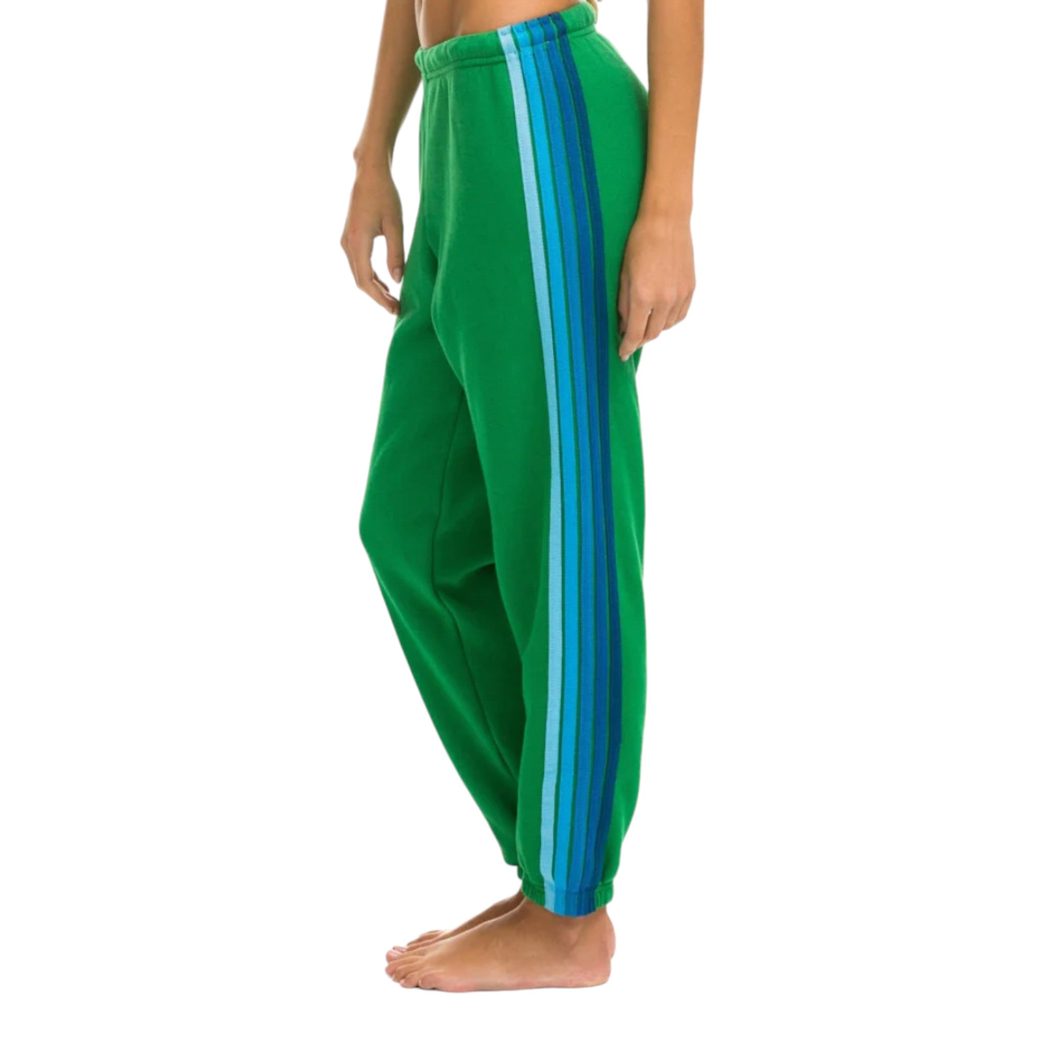 Aviator Nation - 5 Stripe Women's Sweatpant - Kelly Green/Blue