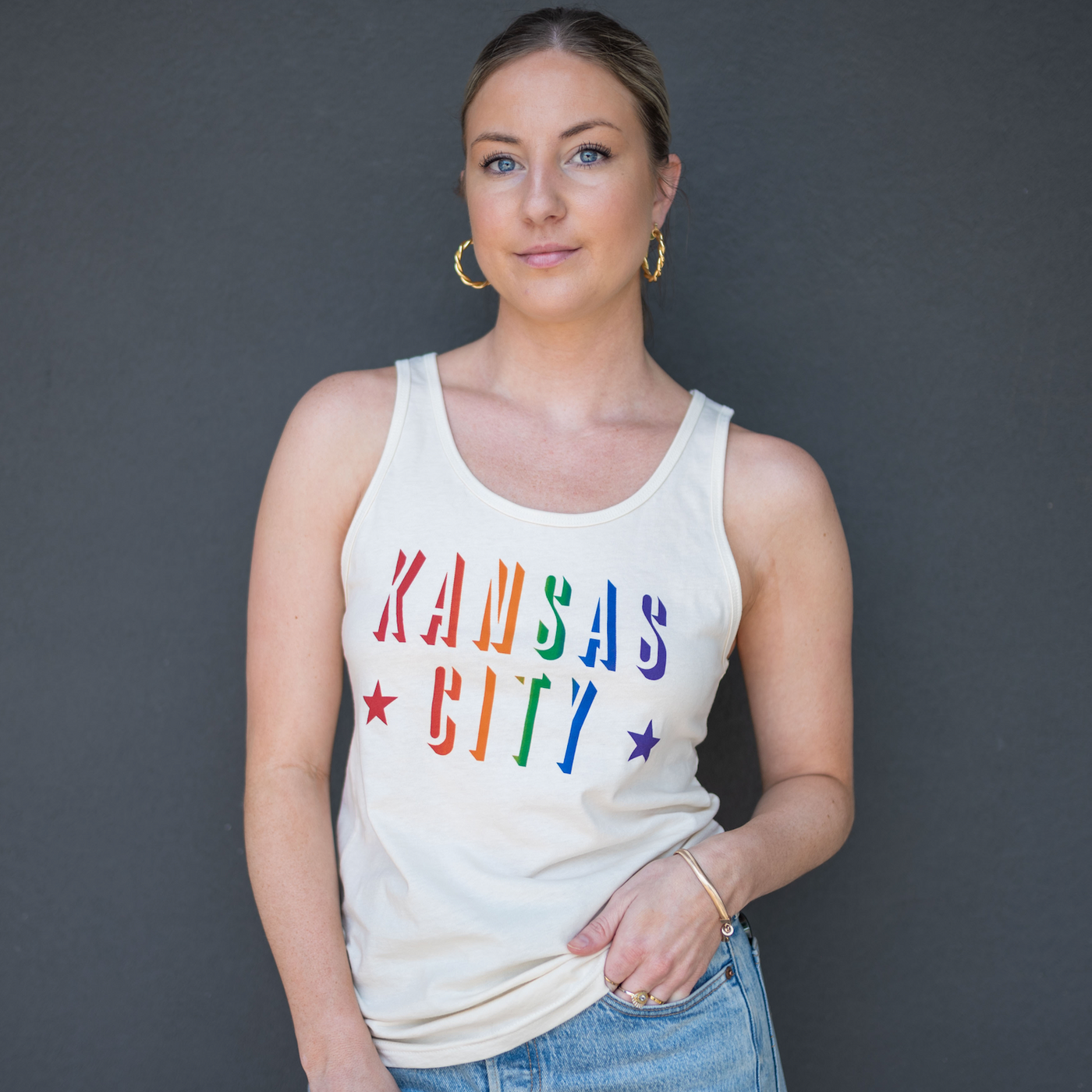 ULAH - Rainbow Kansas City Tank Top - Natural