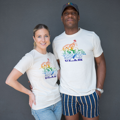 ULAH - Rainbow Unicorn Cowboy Tee - Heather Natural