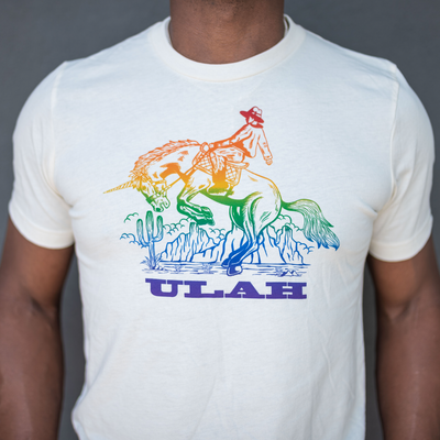 ULAH - Rainbow Unicorn Cowboy Tee - Heather Natural