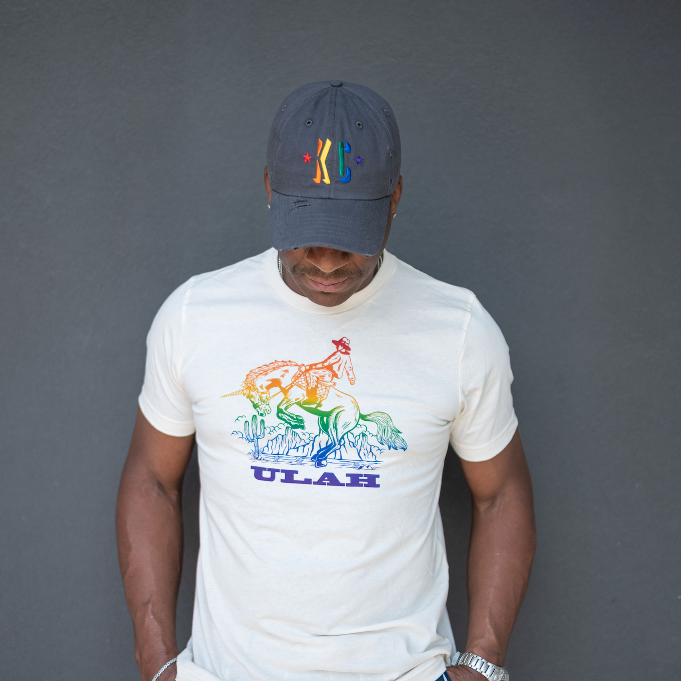 ULAH / SANDLOT - KC Pride Dad Hat - Destroyed Charcoal