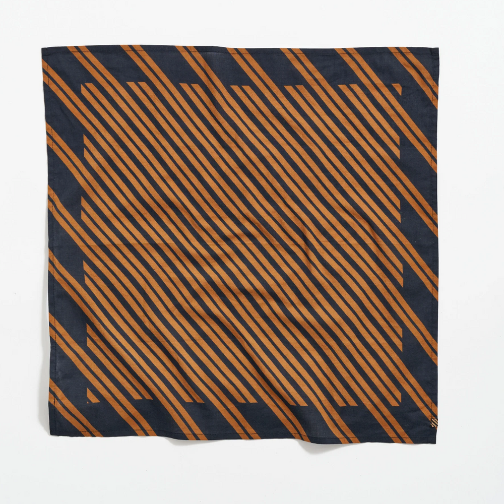 Billy Reid - Heirloom Stripe Bandana - Black / Gold