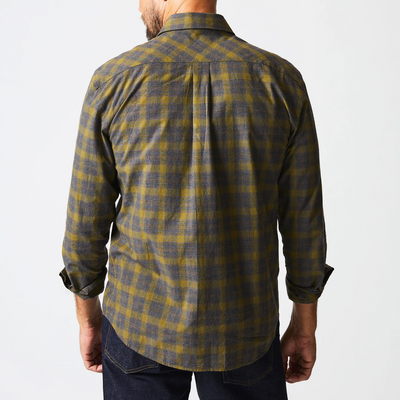 Billy Reid - Melange Shadow Plaid Tuscumbia Shirt - Grey / Olive