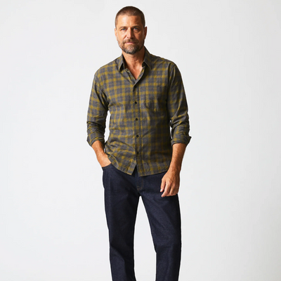 Billy Reid - Melange Shadow Plaid Tuscumbia Shirt - Grey / Olive