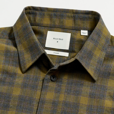 Billy Reid - Melange Shadow Plaid Tuscumbia Shirt - Grey / Olive